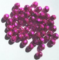50 6mm Faceted Metallic Matte Fuchsia Beads